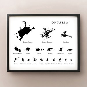 Ontario Städte Silhouette Karte Drucken