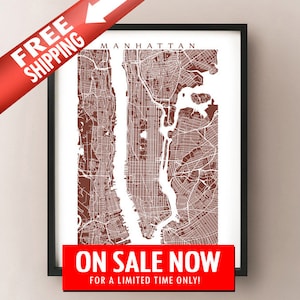 Manhattan Karte Print - New York Poster