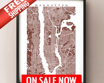Manhattan Map Print - New York Poster