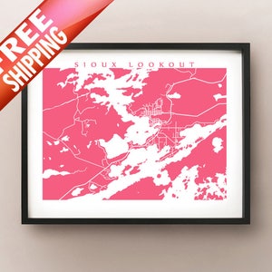 Tirage de la carte de Sioux Lookout - Kenora, Ontario Art - Affiche du Canada