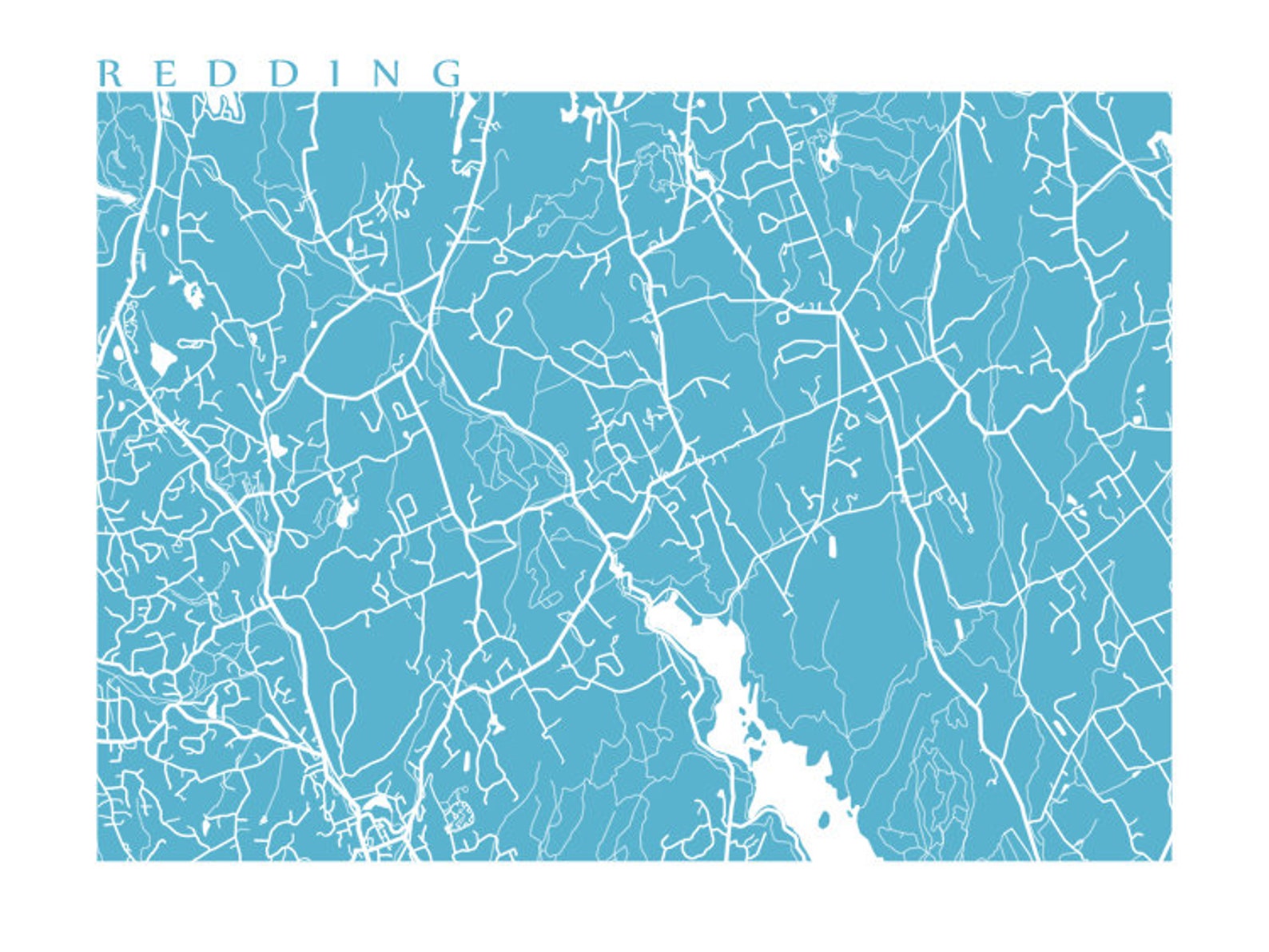 Redding CT Map Print Etsy
