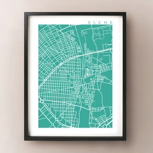 Impressão artística Mapa de Elche - Elx, Espanha