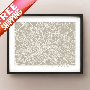 Spartanburg Map Print - South Carolina Poster Art