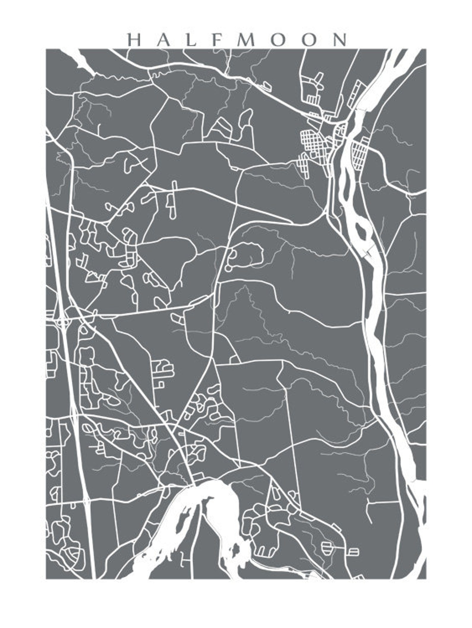 Halfmoon Map Print Upstate New York Art Poster Including Etsy