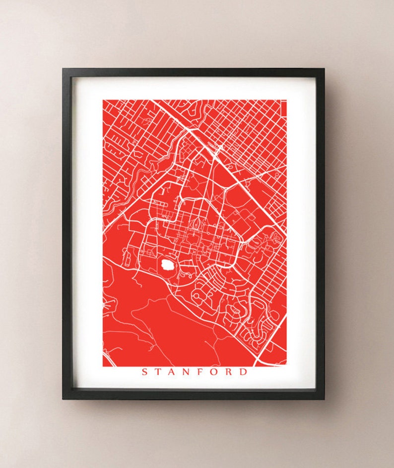 Stanford Map Print California Poster Etsy