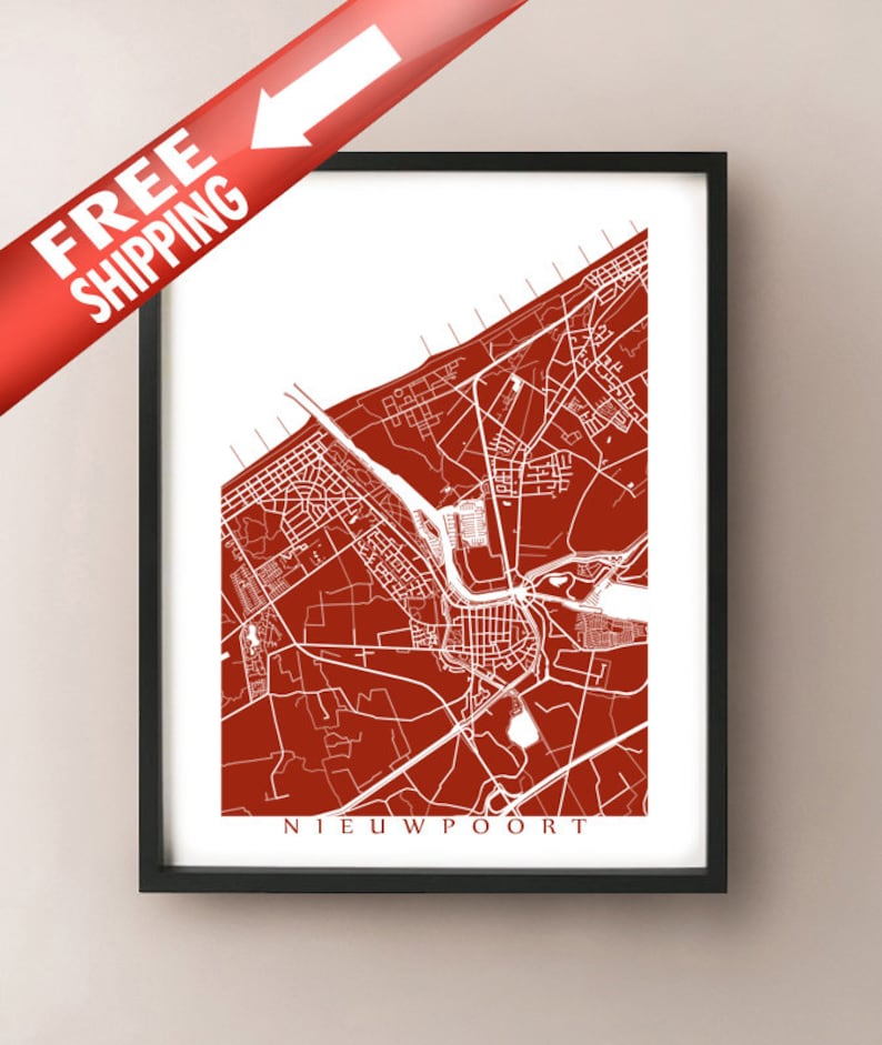 Nieuwpoort Map Print Belgium Poster Nieuport