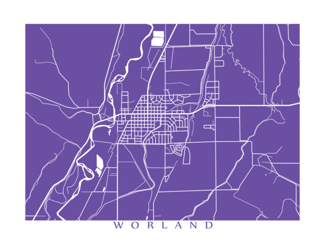 Worland WY Map Print Wyoming Poster Etsy