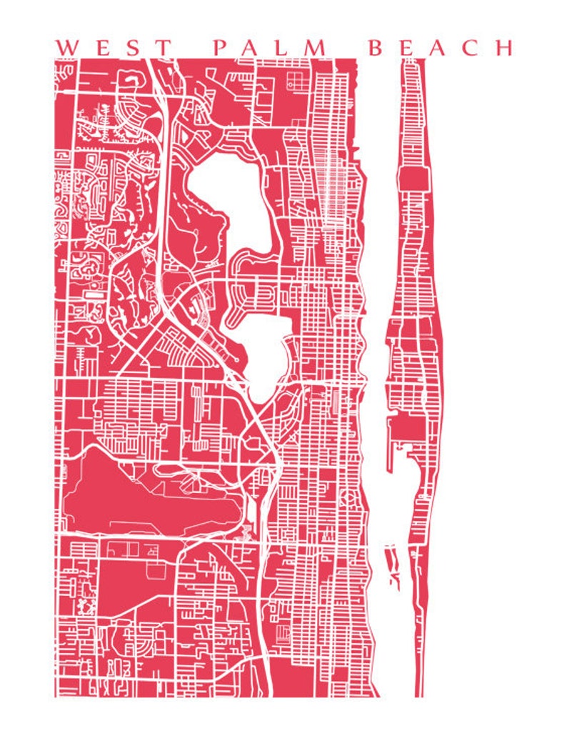 West Palm Beach Map Print - Florida Poster - Etsy