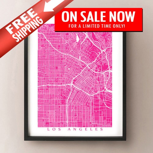 Los Angeleslong Beach Detailed Area Wall Map W/zip Codes 2 Etsy