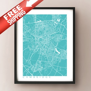 Cambridge Map Print - UK Wall Art - England Poster
