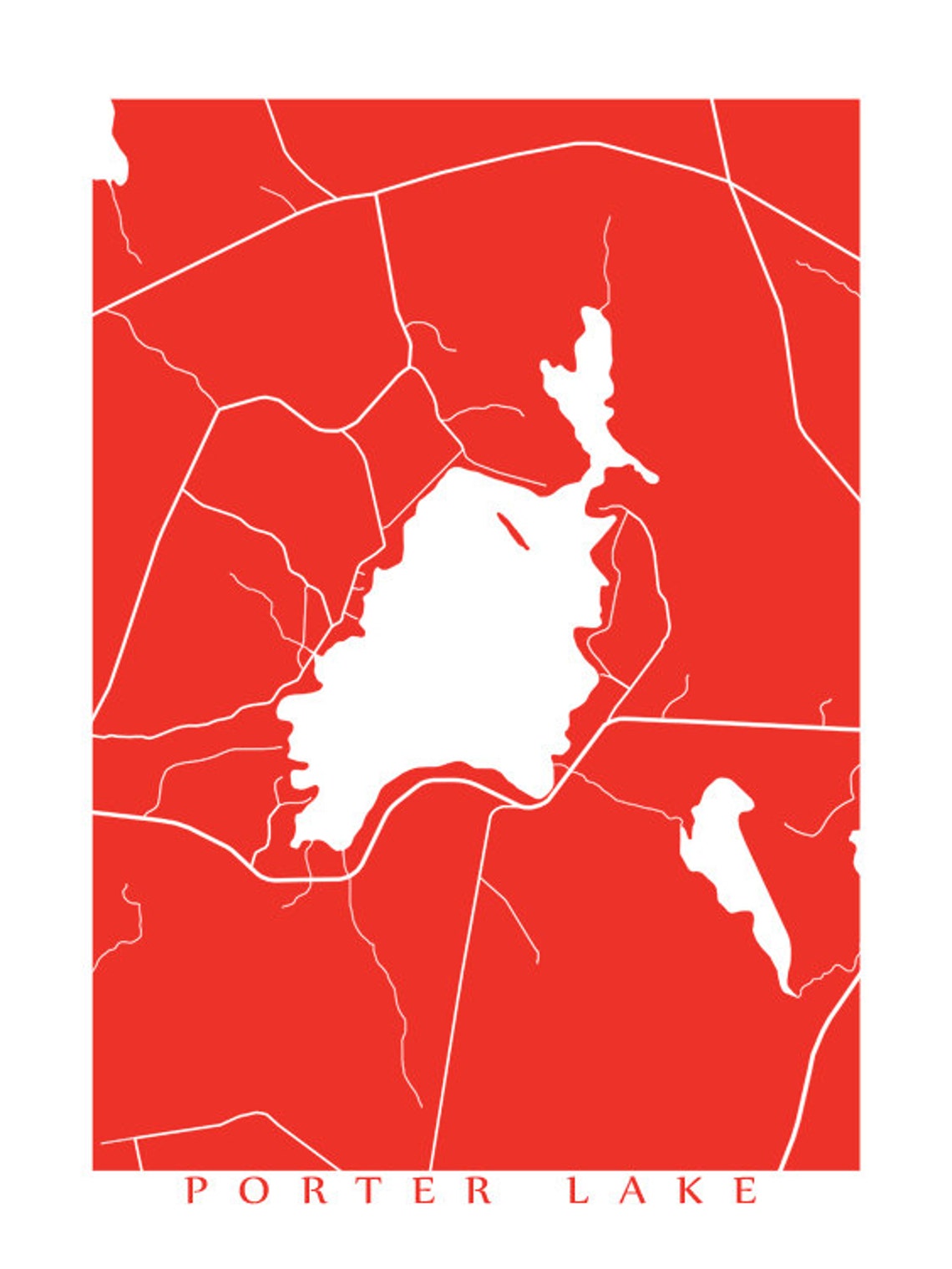Porter Lake Map Print Maine Poster Etsy