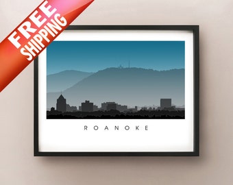 Plakat z Roanoke Skyline Art - Virginia