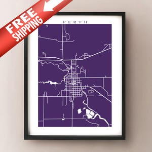 Perth (Ontario) Carte-imprimée - Lanark County Map Art
