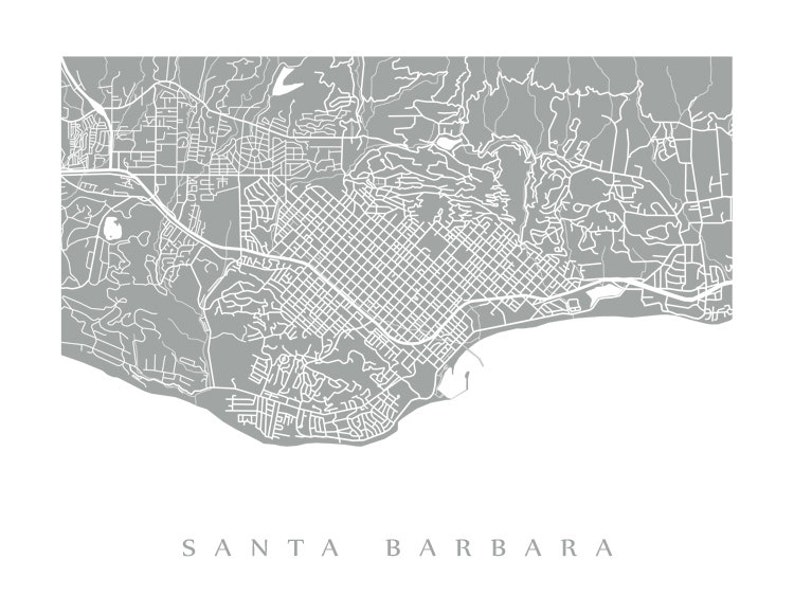 Santa Barbara Map California Poster Print | Etsy