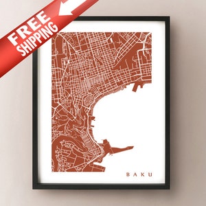 Baku, Azerbaijan Map Print