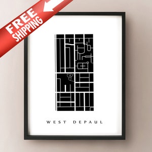West DePaul Karte - Chicago Nachbarschaft Kunstdruck