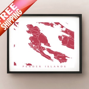 Pender Islands, Gulf Islands, BC Map Poster Print - Colombie-Britannique, Canada