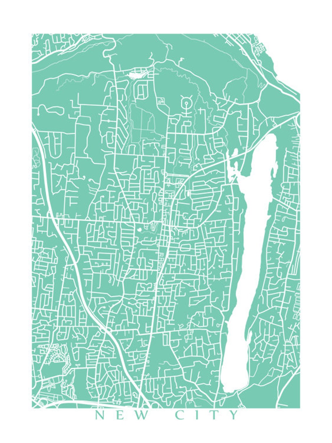 New City Clarkstown NY Map Print Rockland County New York Etsy