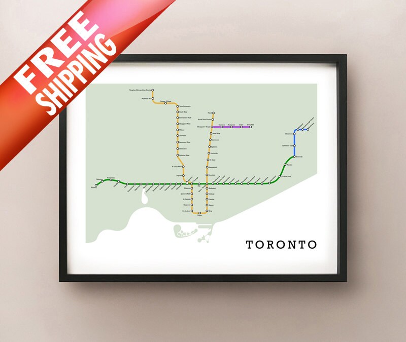 Toronto Subway Map - Metro Style Art Print of Toronto, Ontario - Etsy ...