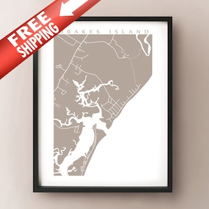 Drakes Island Map Art - Choisissez votre taille et votre couleur - Wells, Maine