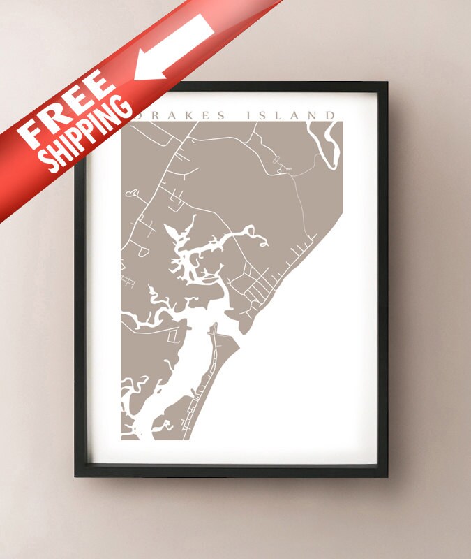 Drakes Island Maine Map Drakes Island Map Art Choose Your Size And Color Wells | Etsy Denmark