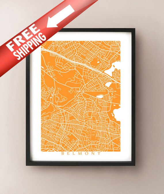 ベルモント地図プリント - マサチューセッツ州アートポスター - Etsy 日本