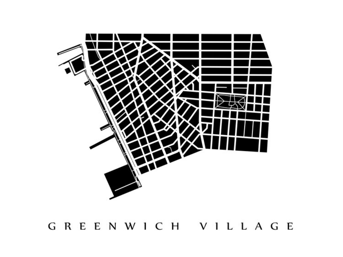 Greenwich Village Map Manhattan NYC Neighborhood Art Print - Etsy