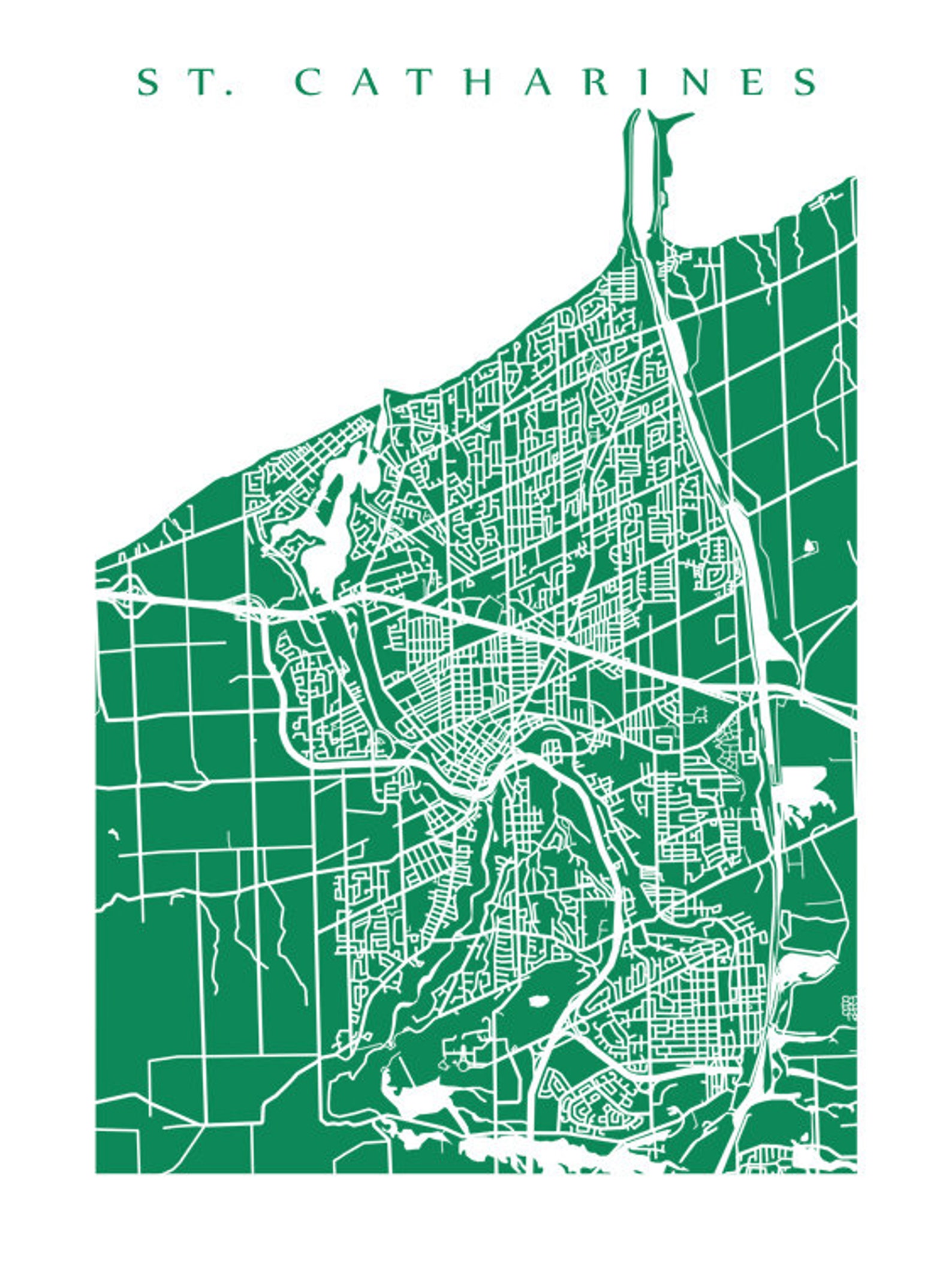 St. Catharines Map Print Ontario Poster Art | Etsy