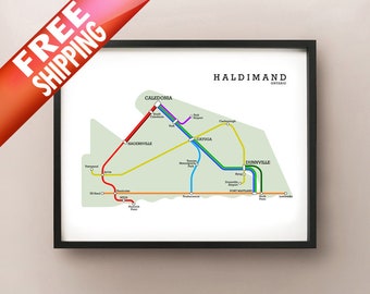Haldimand County Subway Style Map - Fictional Metro Style Art Print of Haldimand