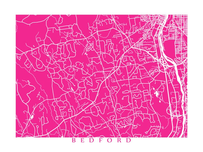 Bedford NH Map Print New Hampshire Poster Etsy