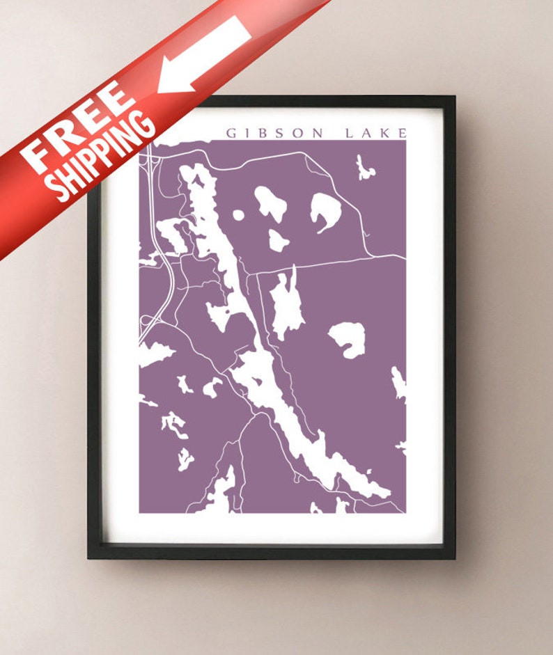 Gibson Lake ON Map Print Ontario Art Etsy