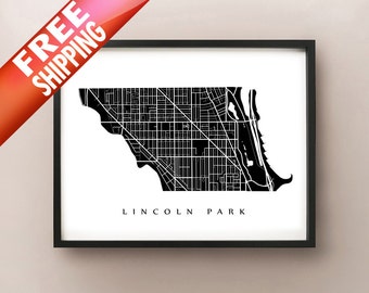 Mapa Lincoln Park - wydruk artystyczny dzielnicy Chicago