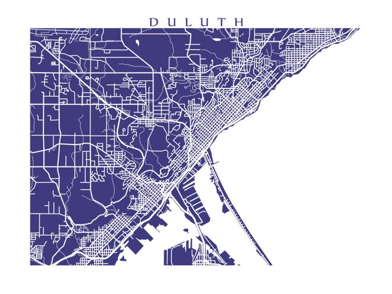 Duluth Map Print Minnesota Poster Etsy