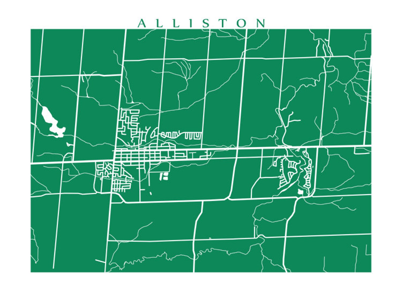 Alliston Map Art Canada Wall Art Ontario Etsy