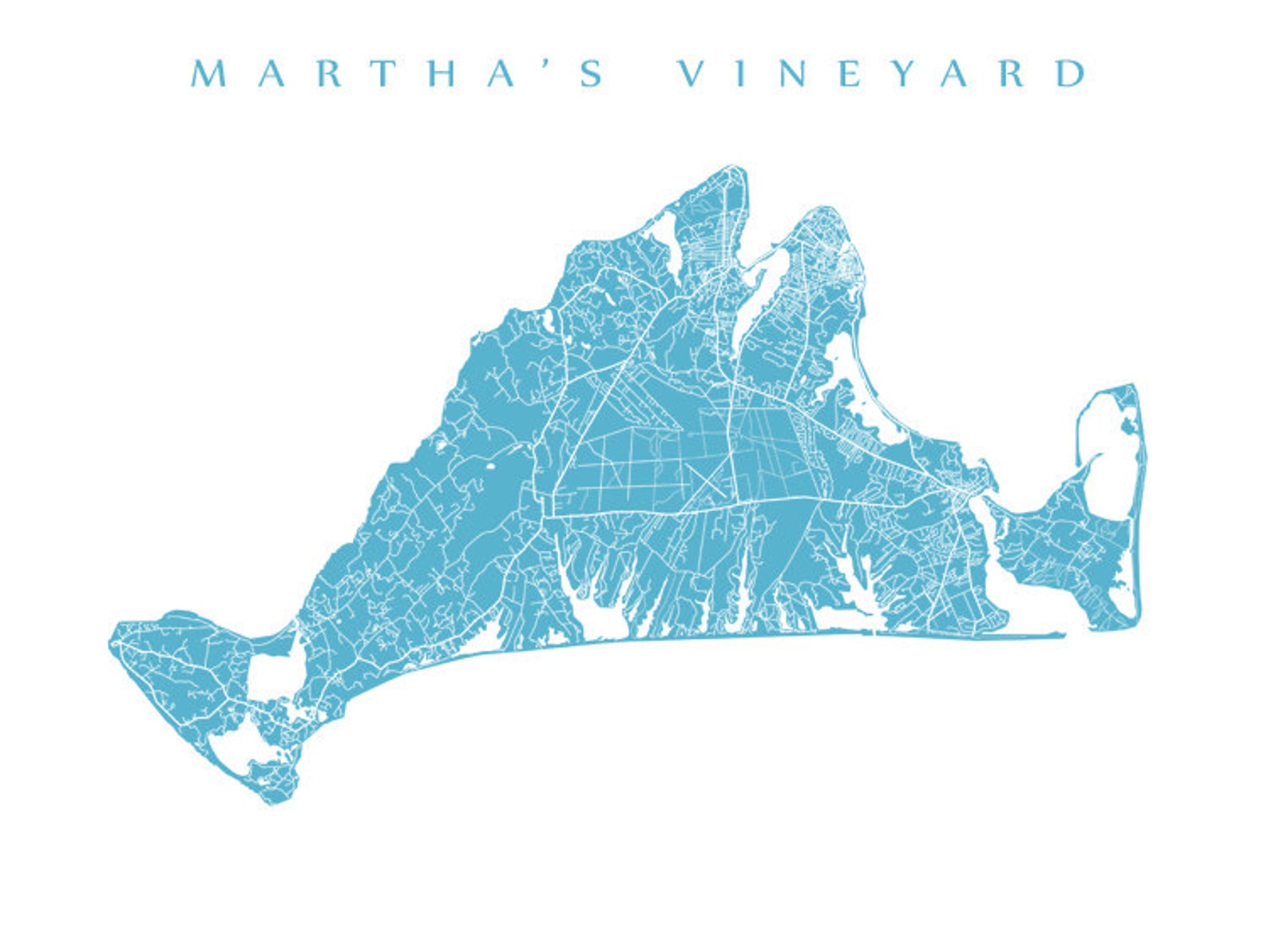 Martha's Vineyard Map Print - Etsy