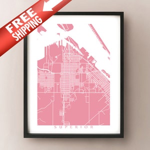 Superior, WI Map Print - Wisconsin Poster