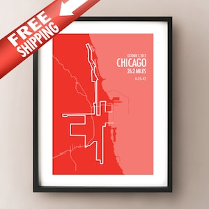 2012 Chicago Marathon Route Kaart Print