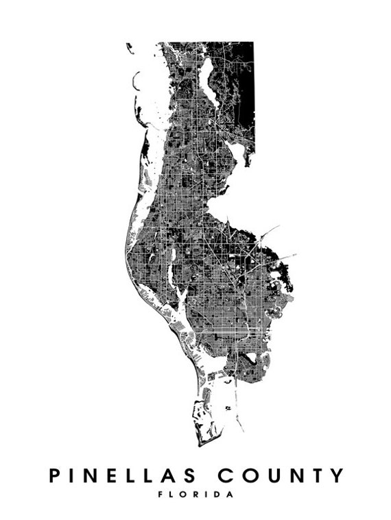 Pinellas County FL City Limits Map Print - Etsy