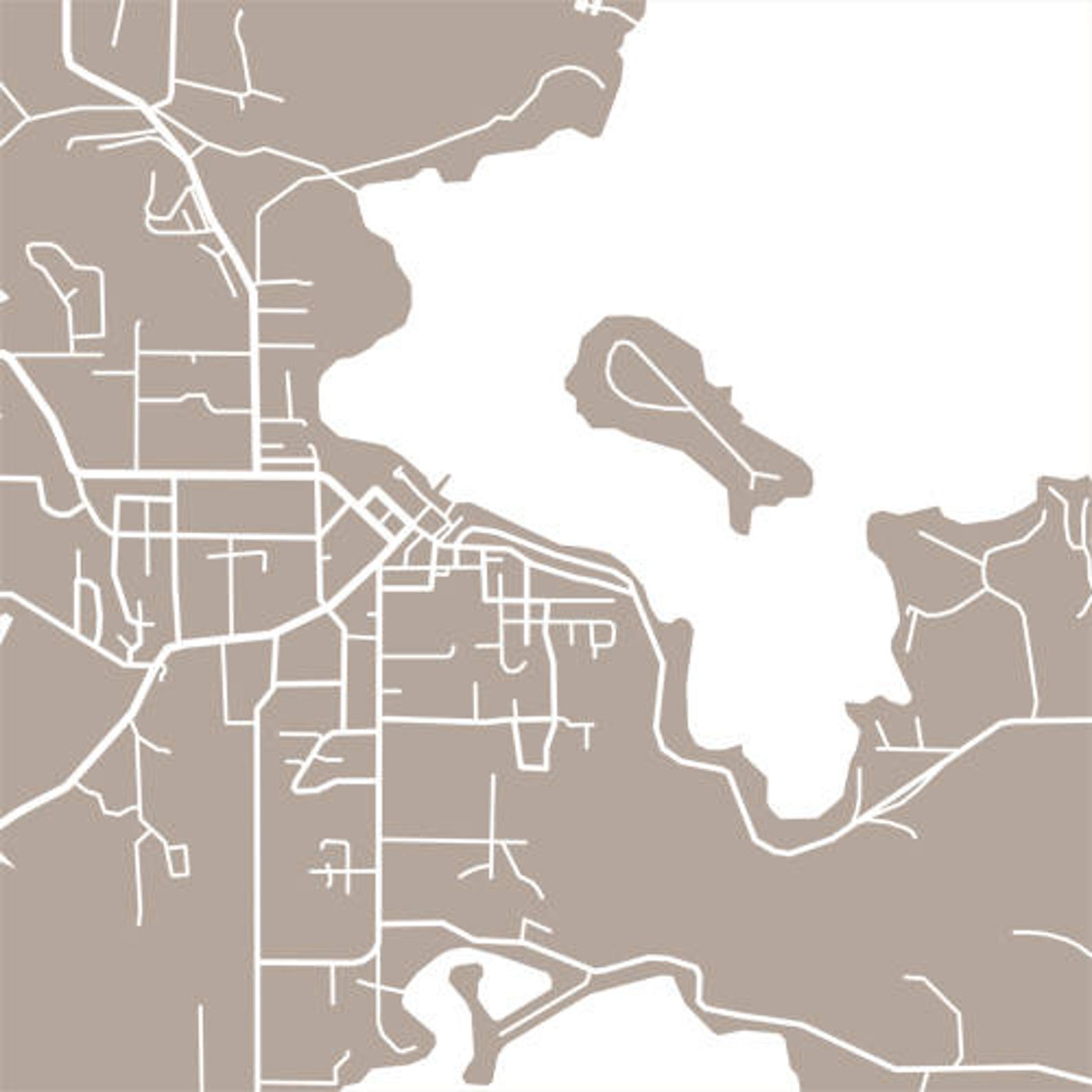 Friday Harbor, San Juan Island Map - Washington, USA Art Poster Print ...