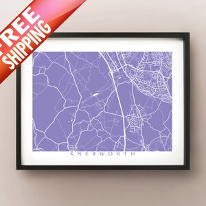 Knebworth, Hertfordshire Mapa Impresión - Reino Unido Arte de la pared - Cartel de Inglaterra
