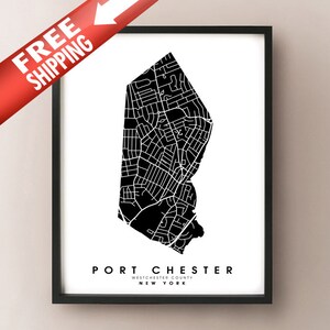 Port Chester, NY - City Limits Karte Druck