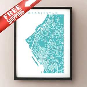 Carte oranjestad - Affiche Aruba - Choisissez la couleur et la taille