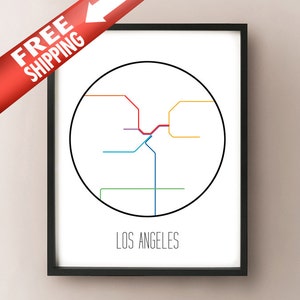 Los Angeles, California - Minimalist Metro Subway Art Print - Metro Rail