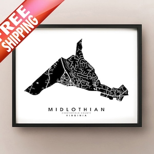 Midlothian, VA - Impressão do mapa dos limites da cidade
