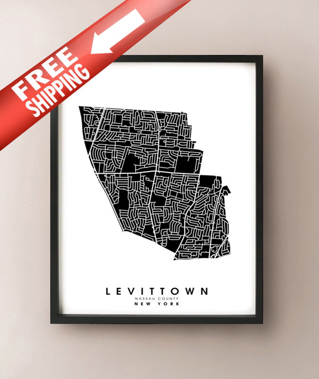 Levittown, NY City Limits Map Print Etsy