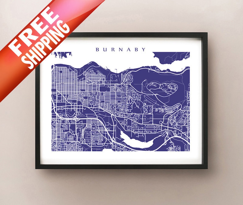 Burnaby Map Print British Columbia Home Decor BC Poster Etsy Canada