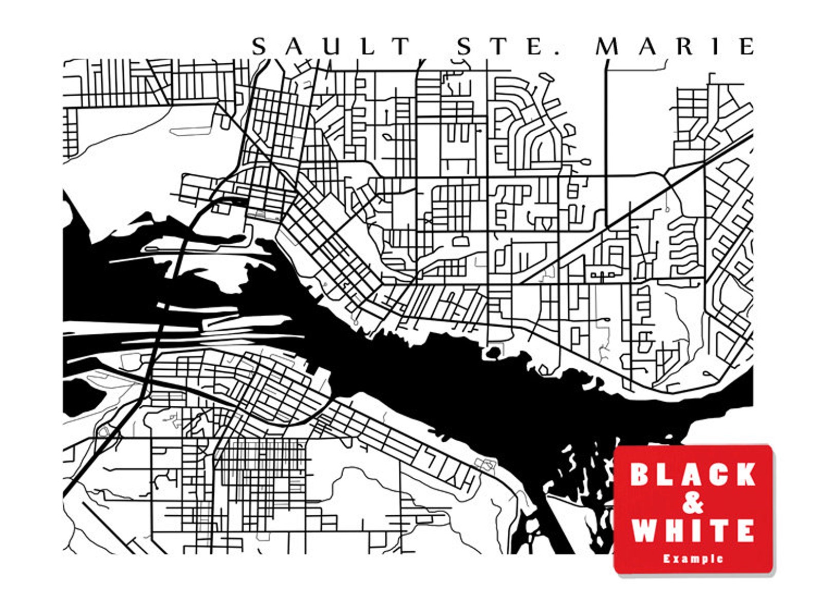Sault Ste. Marie Map Print Ontario/michigan - Etsy