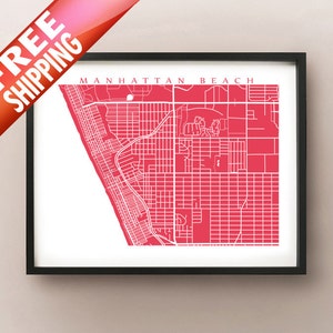 Manhattan Beach Kaart Afdrukken - California Poster