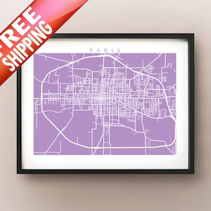 Impressão de mapa de Paris, TX - pôster Texas