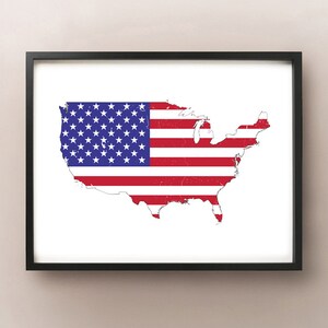 USA Flagge Karte Kunst Posterdruck